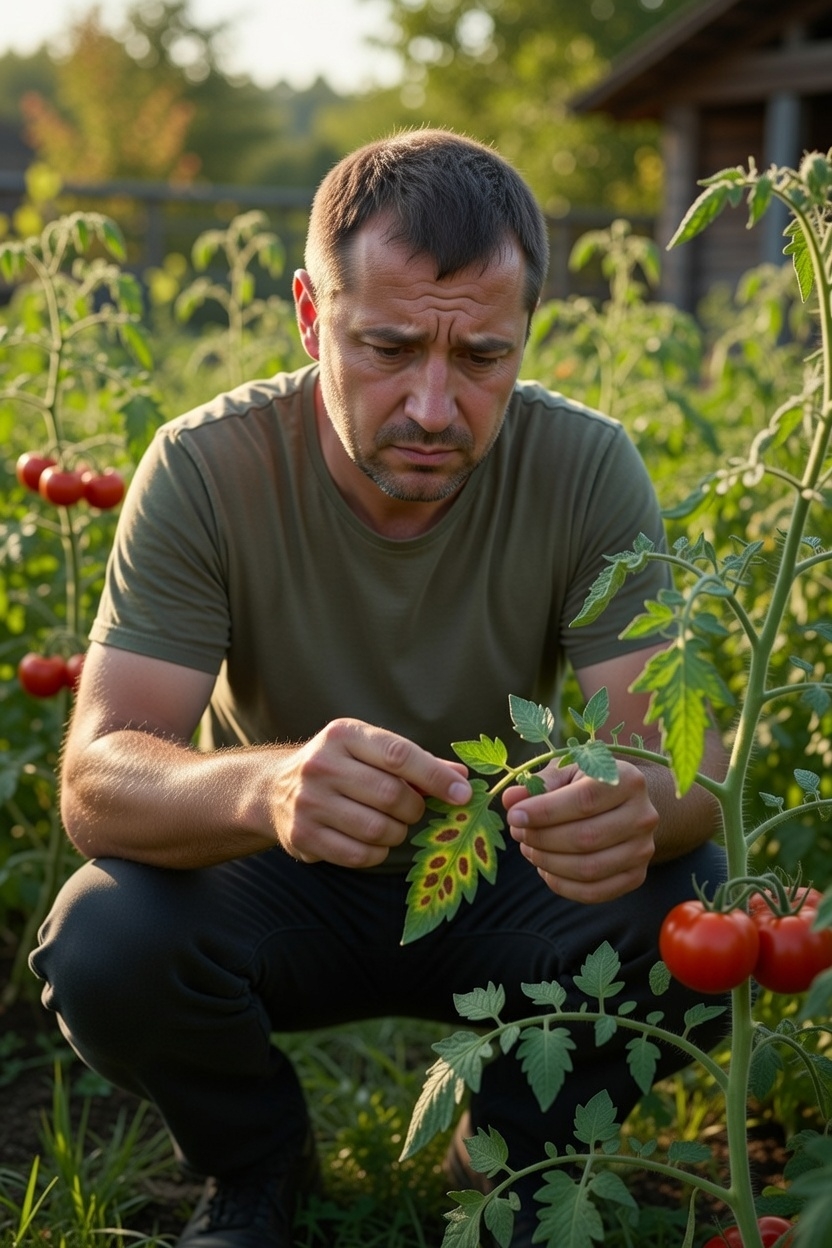 Садовод осматривает листья растения
