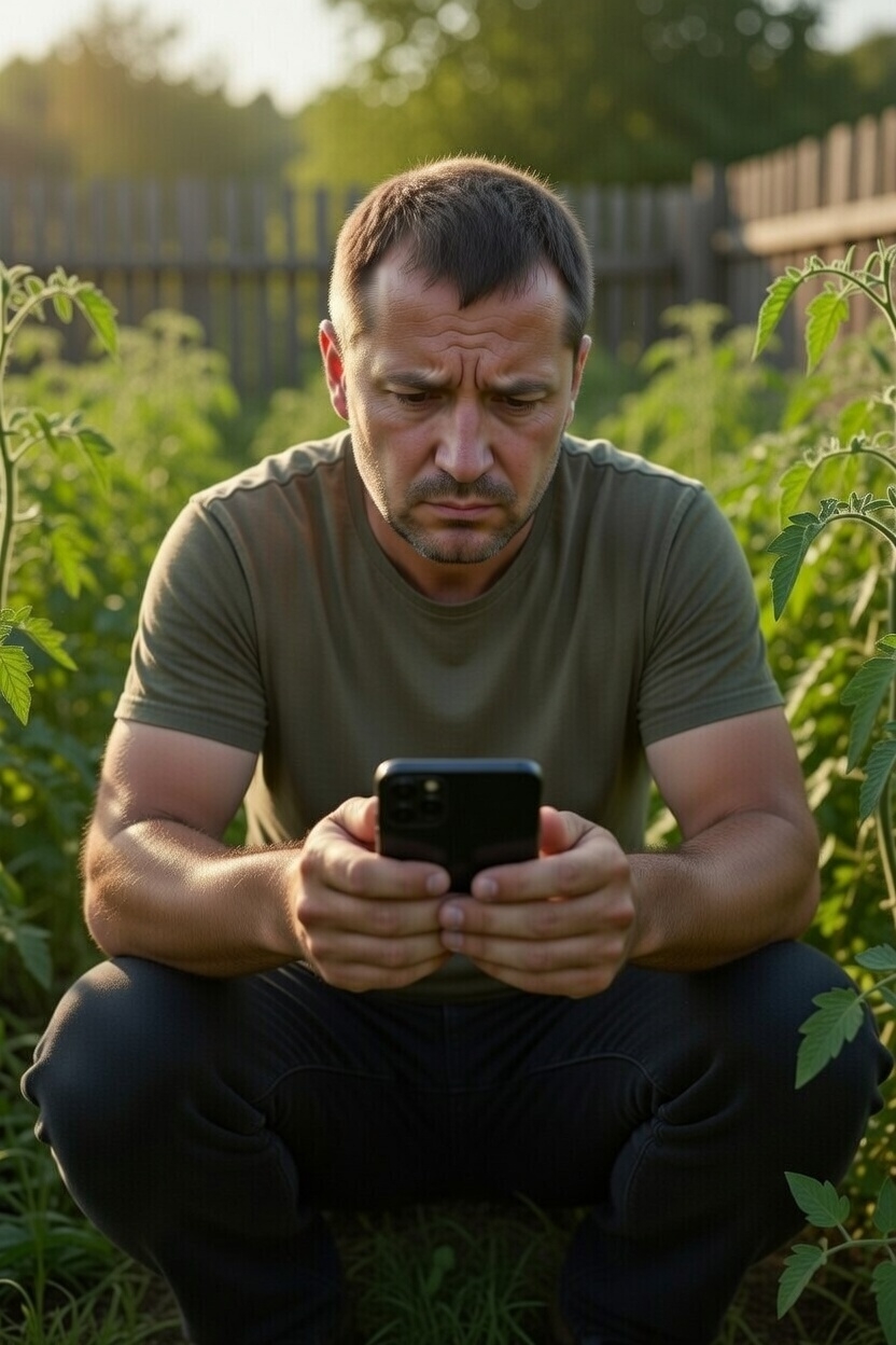 Садовод фотографирует растение на телефон